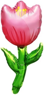 Шар с клапаном (17''/43 см) Мини-цветок, Тюльпан, Розовый, 5 шт. в уп.