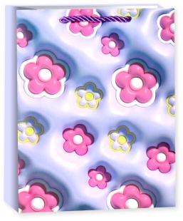 Пакет подарочный, 210гр, Цветочное ассорти, Дизайн №1, Сиреневый, 41*31*12 см, 1 шт.