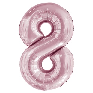 Шар (34''/86 см) Цифра, 8 Slim, Светло-розовый, 1 шт. в уп.