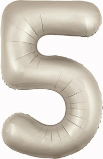 Шар (40''/102 см) Цифра, 5 Slim, Мистик, Кремовый, Сатин, 1 шт. в уп.