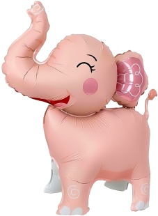 Шар (25''/64 см) Фигура 3D, Слоник, Розовый, Сатин, 1 шт. в уп.