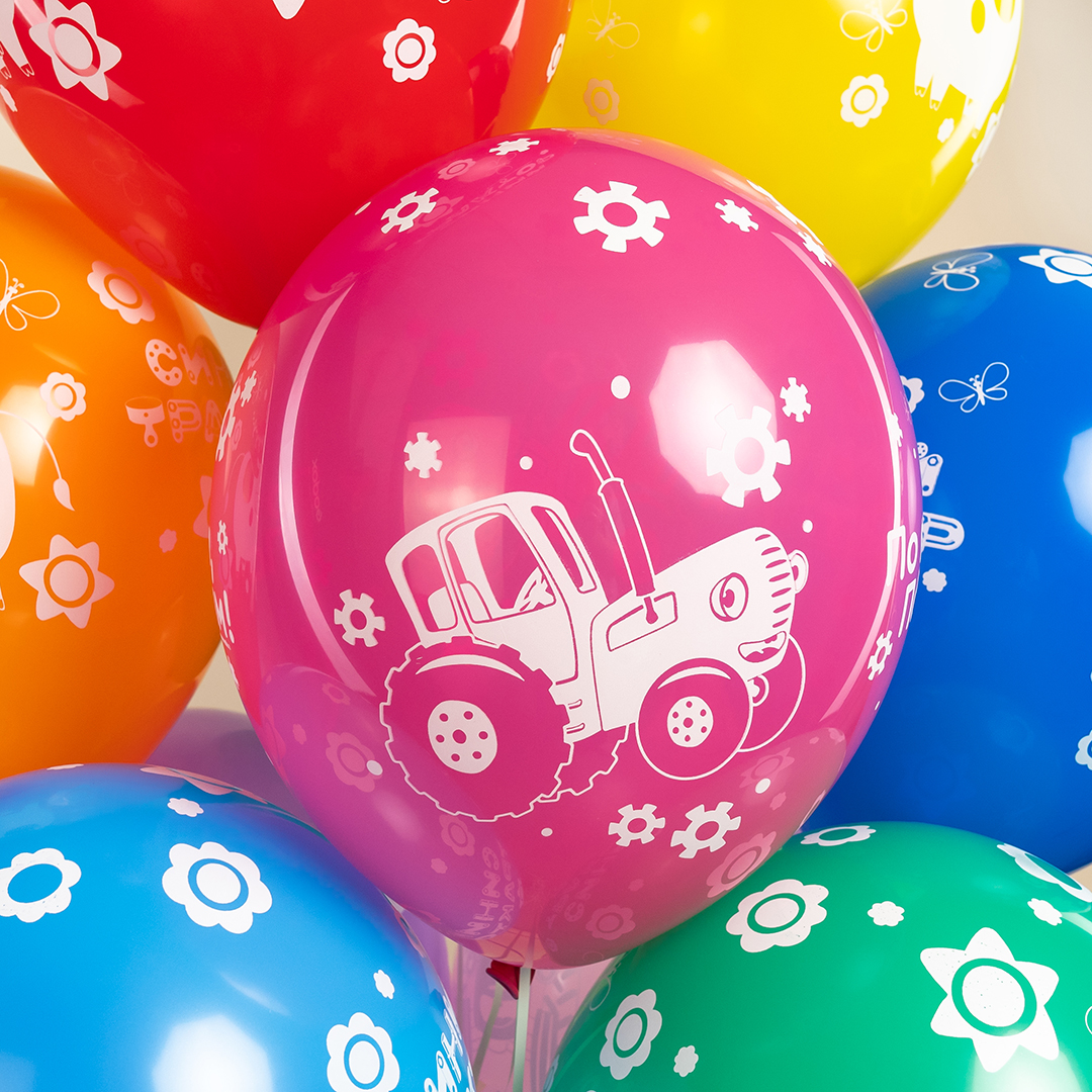 Шар (12''/30 см) Синий трактор, Ассорти, пастель, 5 ст, 25 шт.