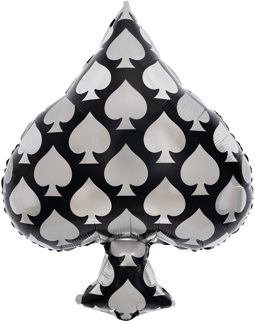 Шар (28''/71 см) Фигура, Покер, Карточная масть: Пики, Черный, 1 шт.