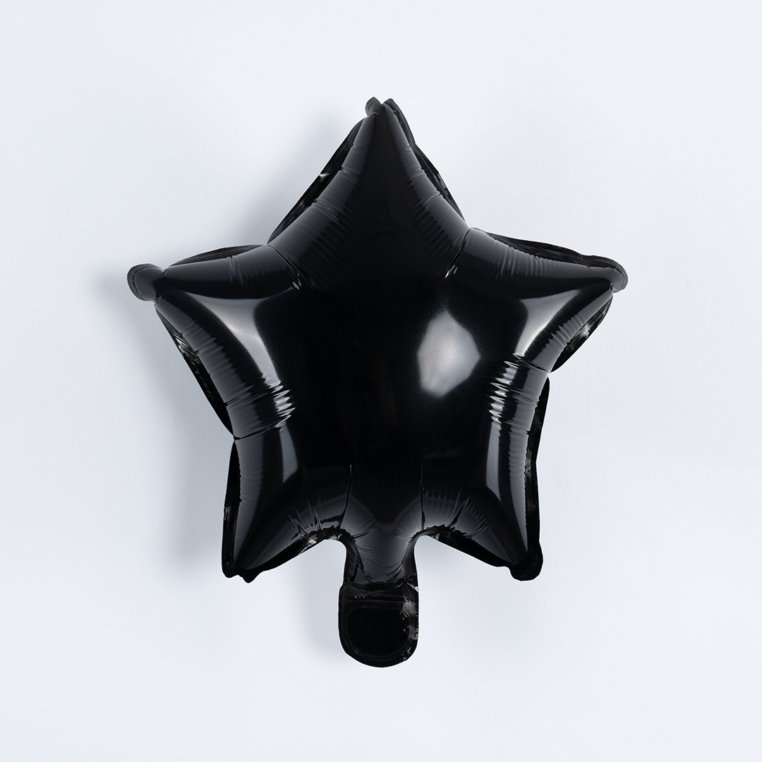 Шар с клапаном (10''/25 см) Мини-звезда, Черный, 1 шт.