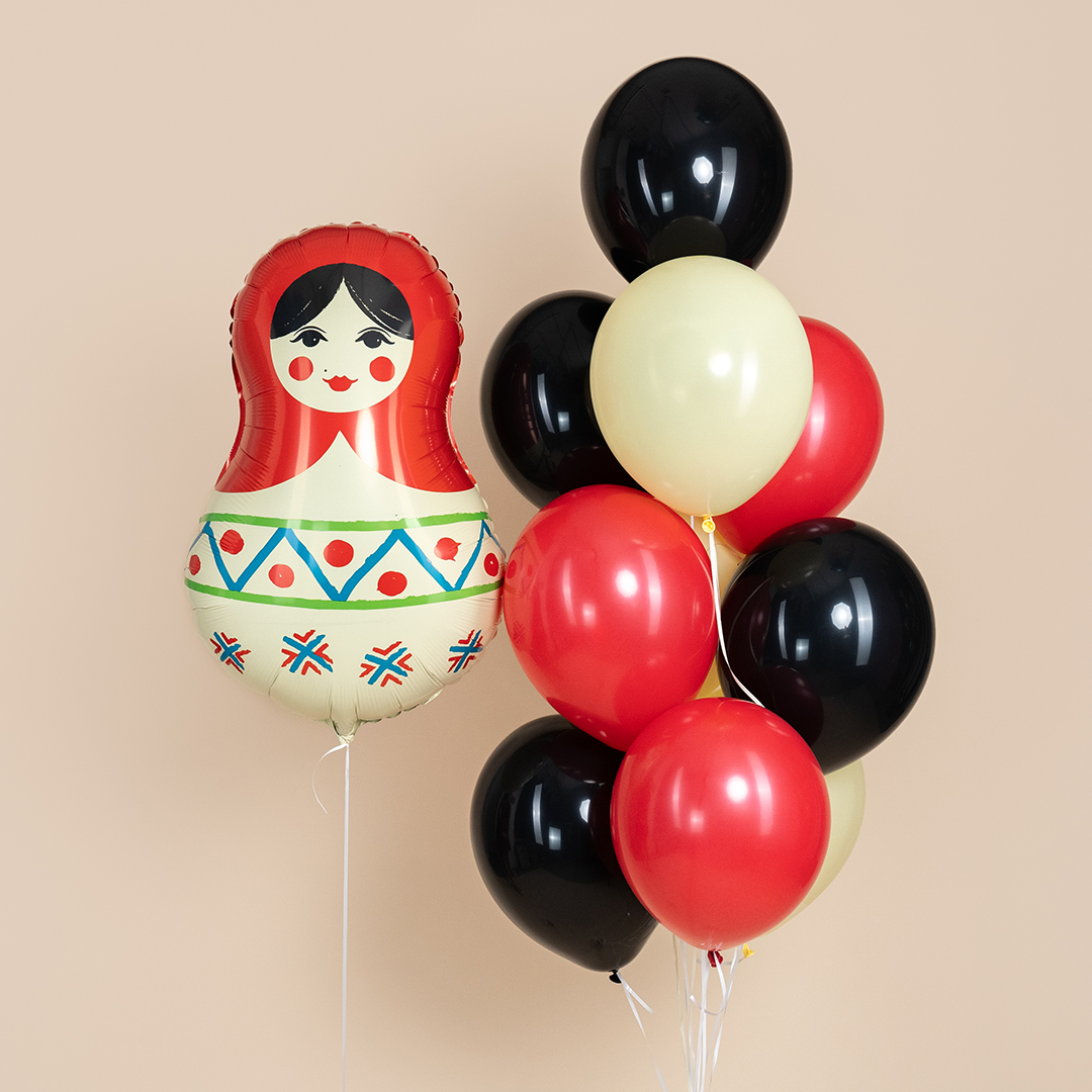 Шар (31''/79 см) Фигура, Матрешка Русский узор, 1 шт. в уп.