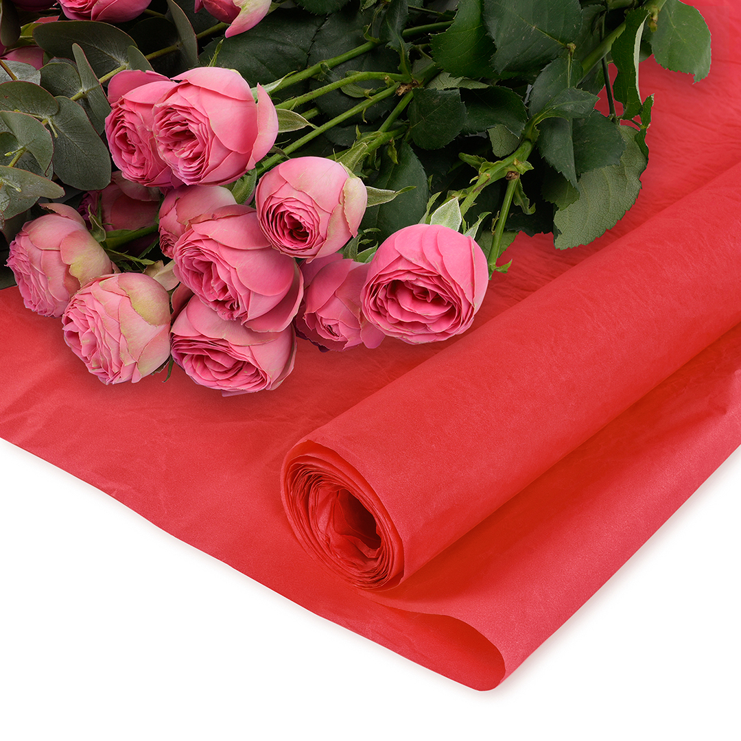 Упаковочная жатая бумага 40гр (0,6*4,5 м) Пергамин, Красный, 1 шт.