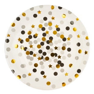 Тарелки (9''/23 см) Конфетти, Стильный микс, Металлик, 6 шт.