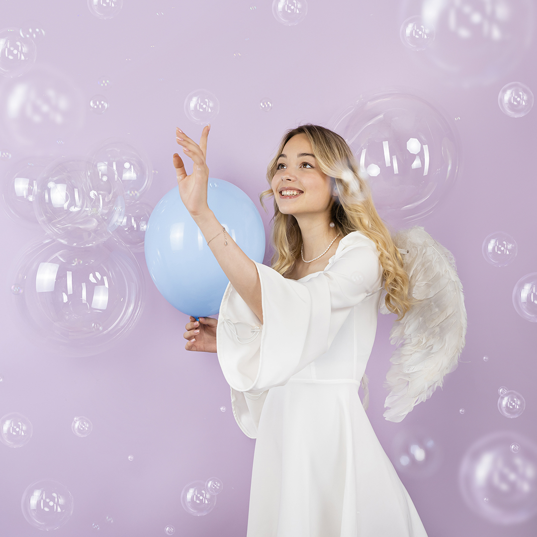 Шар (12''/30 см) Мини-сфера, Deco Bubble (синяя упаковка), Прозрачный, Кристалл, 10 шт. в уп.