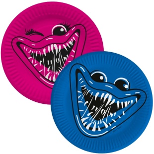 Тарелки (7''/18 см) Зубастики, Синий/Фуше, 6 шт.