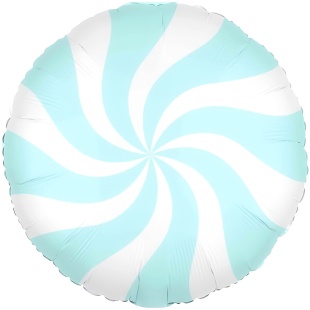 Шар (18''/46 см) Круг, Леденец, Бирюзовый/Белый, 1 шт.