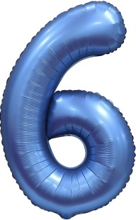 Шар (34''/86 см) Цифра, 6, Синий, Сатин, 1 шт. в уп.