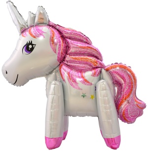 Шар (40''/102 см) Фигура 3D, Звездный Единорог, Белый, 1 шт. в уп.
