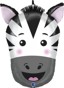 Шар (14''/36 см) Мини-фигура, Голова, Зебра, 1 шт.