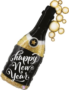 Шар (39''/99 см) Фигура, Бутылка Шампанское, Новогодние пузырьки, 1 шт.