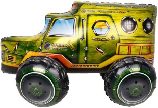 Шар (25''/64 см) Фигура 3D, Военный грузовик, 1 шт. в уп.