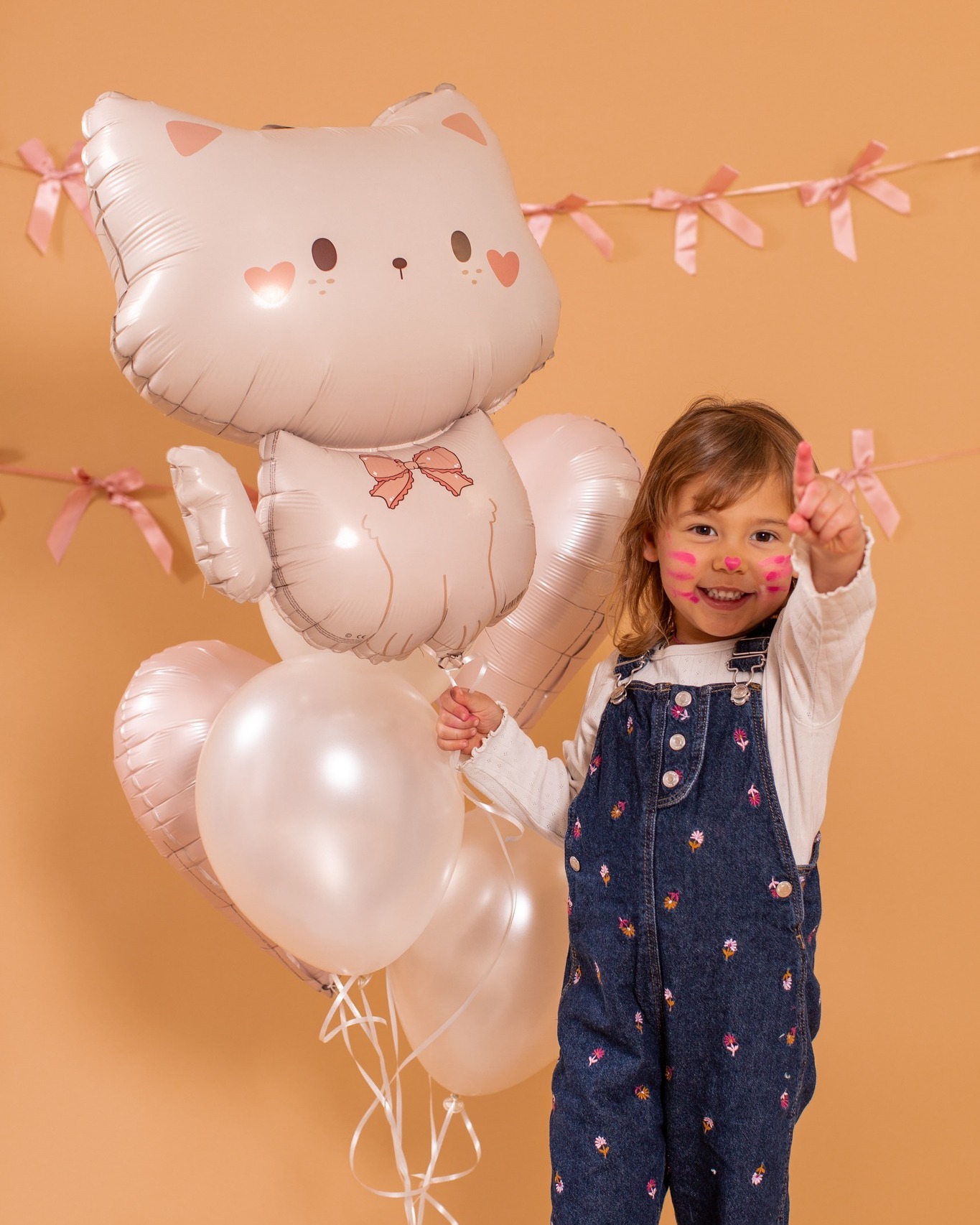 Шар (22''/56 см) Фигура, Кошечка с бантиком, 1 шт. в уп.