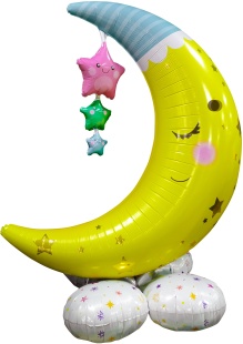 Шар 3D (50''/127 см) Фигура на подставке, Полумесяц и звезды, 1 шт. в уп.