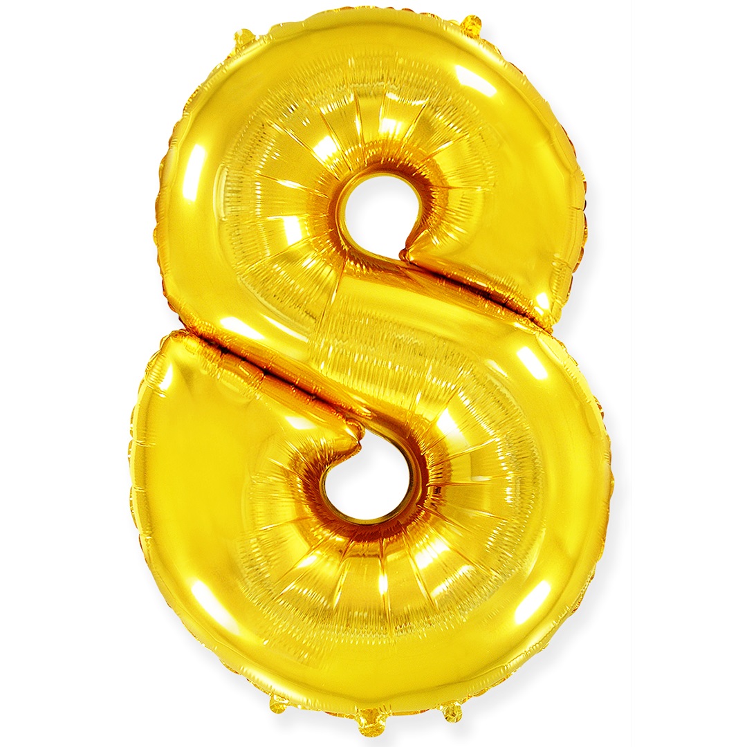 Шар (40''/102 см) Цифра, 8, Золото, 1 шт. в уп.