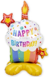 Шар 3D (22''/56 см) Фигура на подставке, Кекс на День Рождения, 1 шт. в уп.