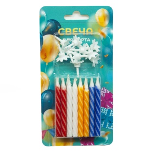 Свечи Спирали, Ассорти, 6 см, 24 шт. с держат.