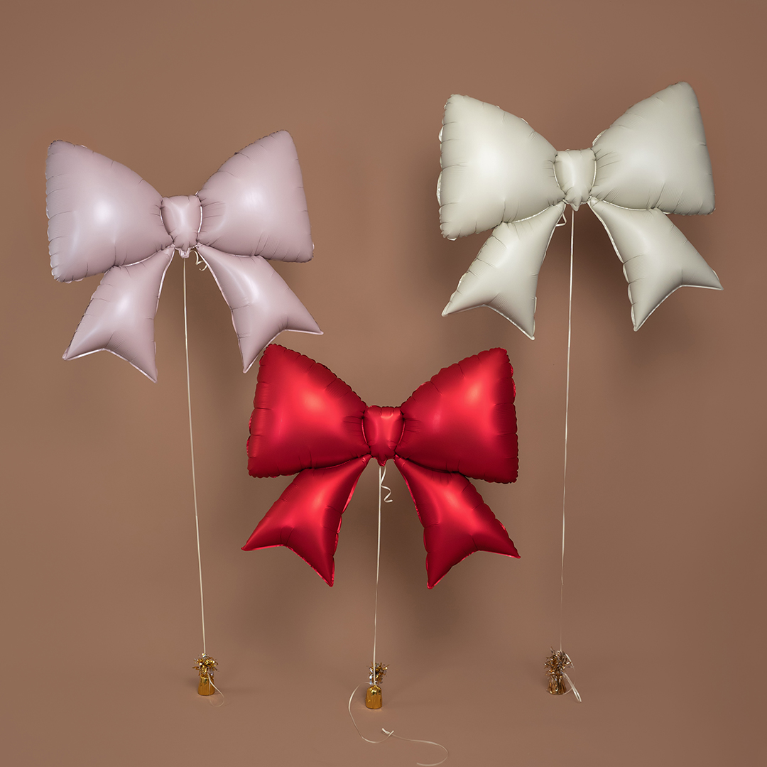 Шар (39''/99 см) Фигура, Бант, Красный, Сатин, 1 шт. в уп.