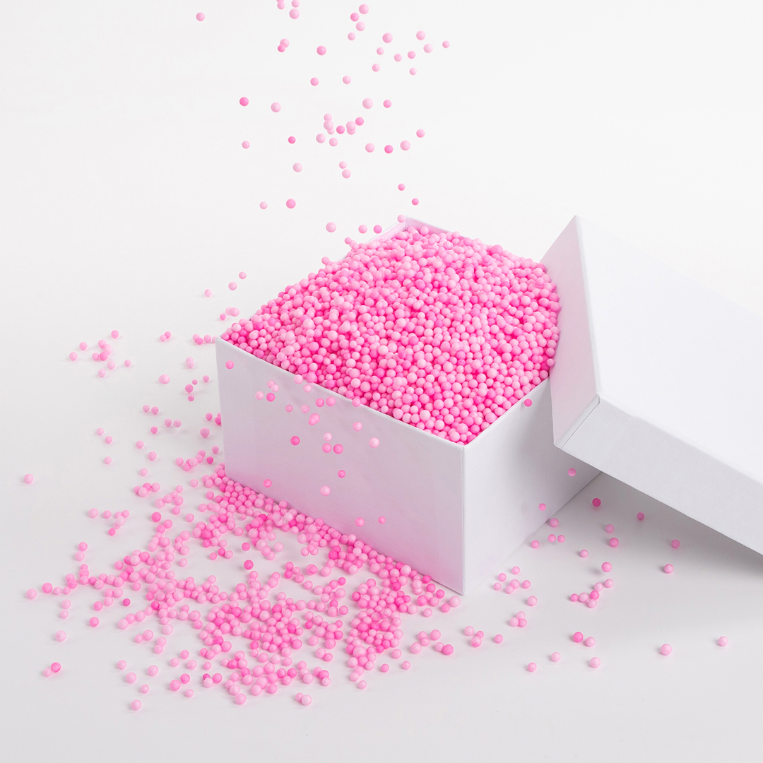 Шарики пенопласт, Розовый, 2-4 мм, 10 гр.