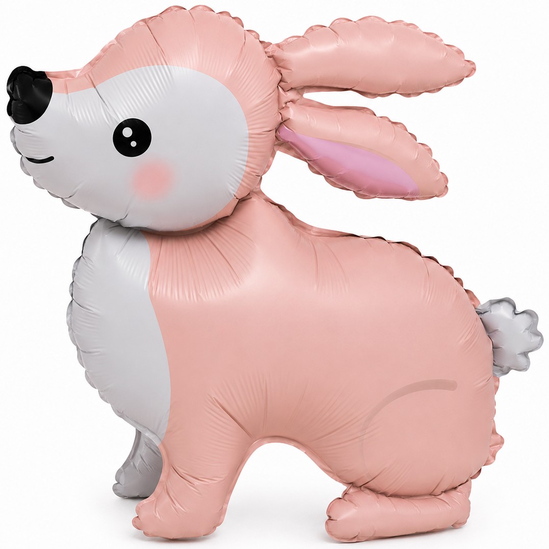 Шар (24''/61 см) Фигура 3D, Лесной Зайка, Розовый, Сатин, 1 шт. в уп.