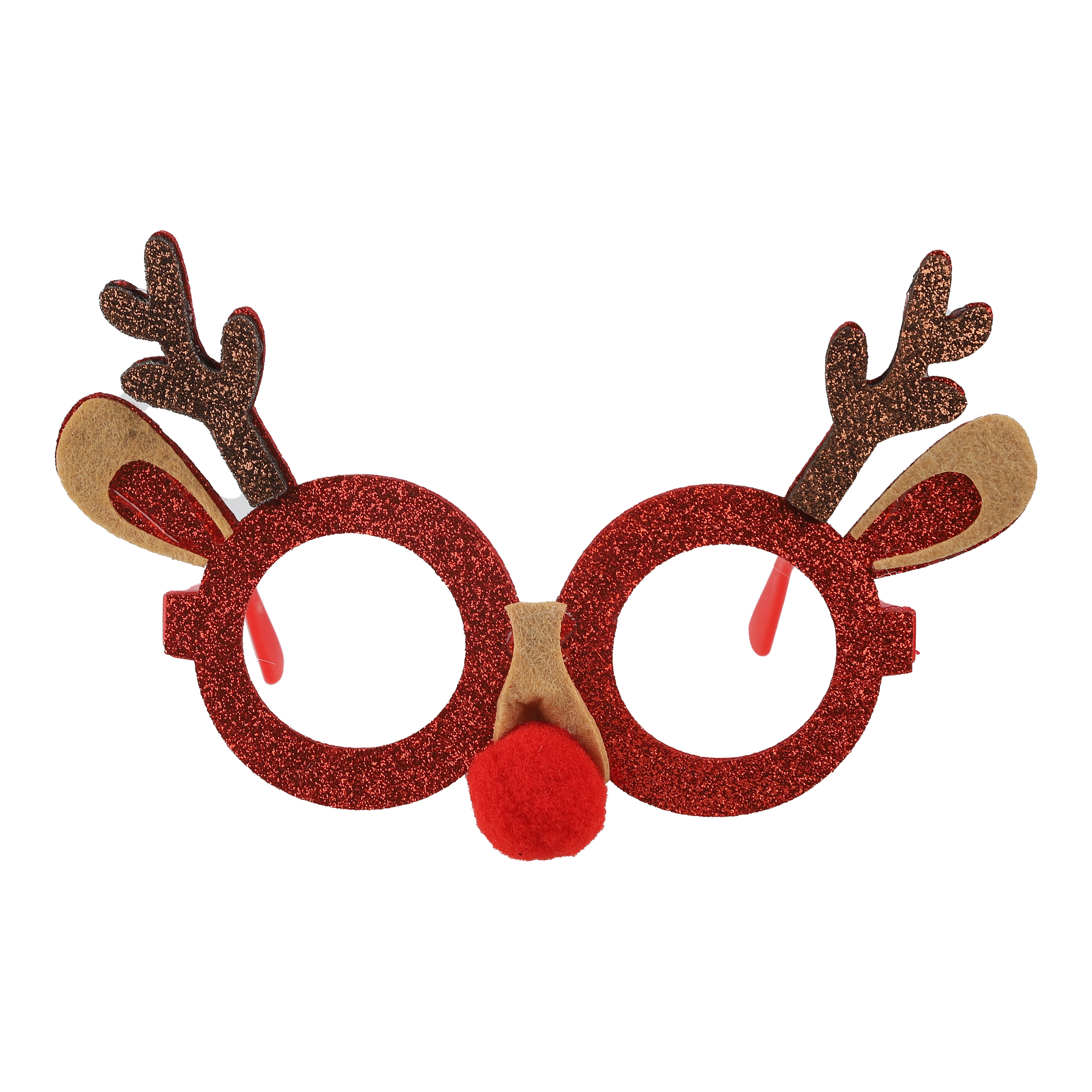 Очки, Оленьи рожки с носиком, Красный/Коричневый, 1 шт. 
