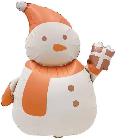 Шар (33''/84 см) Фигура, Снеговик с подарком, Сатин, 1 шт. в уп.