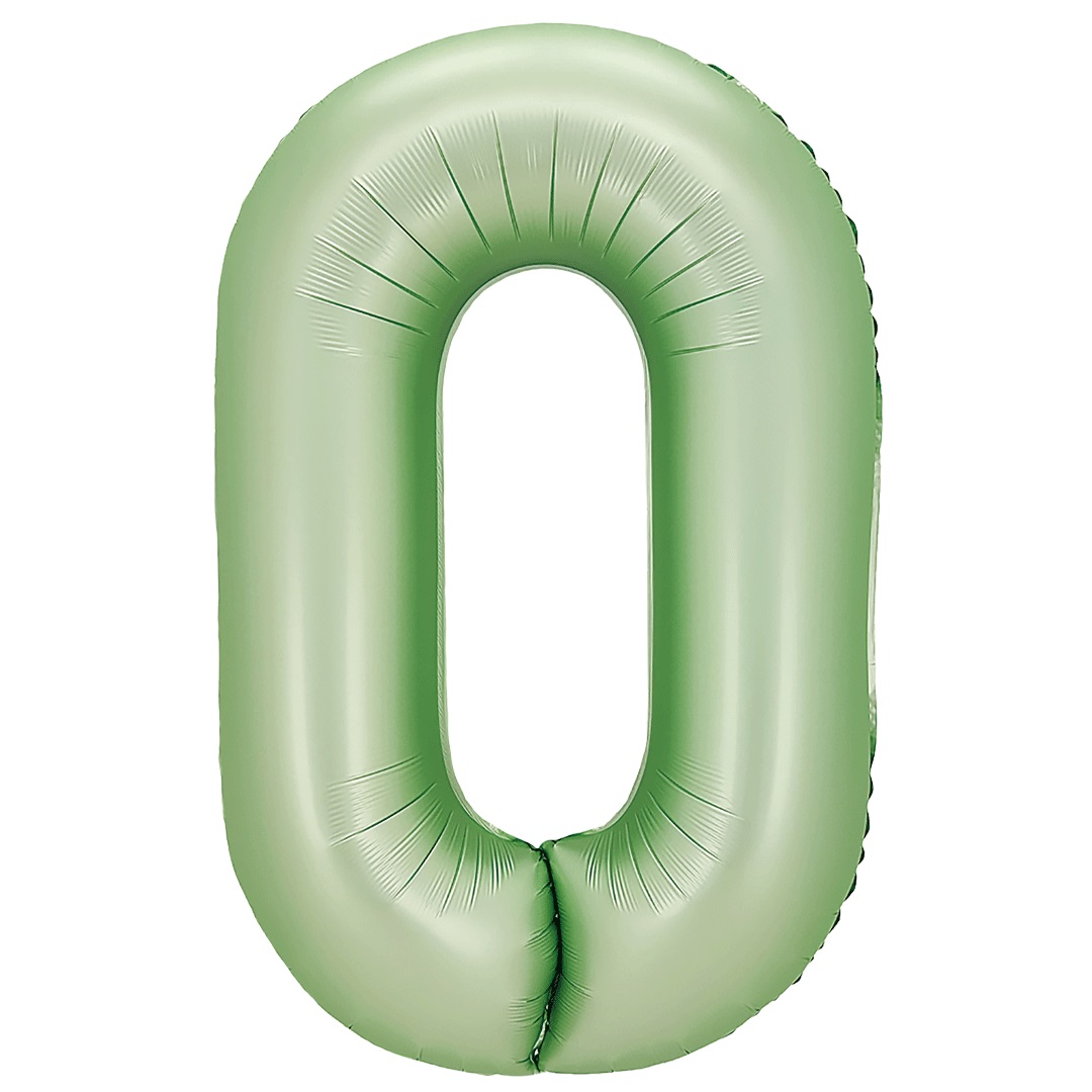 Шар (40''/102 см) Цифра, 0, Авокадо, Сатин, 1 шт. в уп.