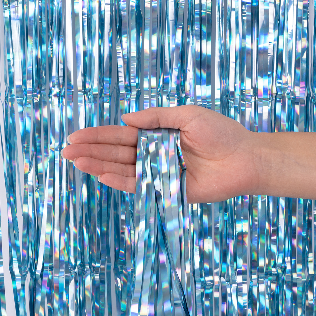 Занавес Дождик Электрик, Голубой, Голография, 100*200 см, 1 шт.