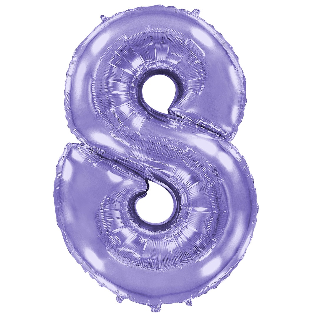 Шар (40''/102 см) Цифра, 8, Сиреневый, 1 шт. в уп.