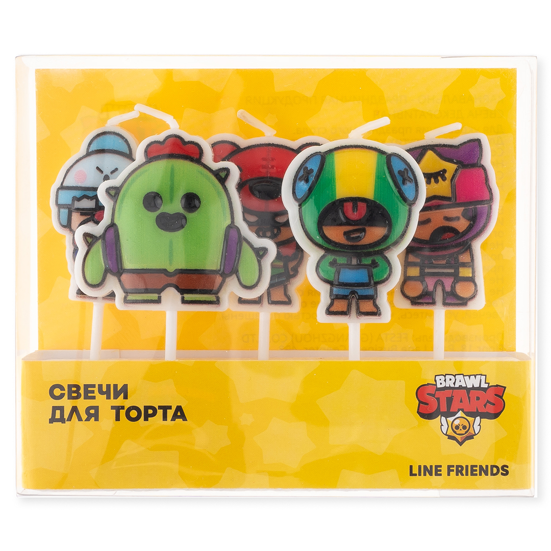 Свечи Бравл Старс, Герои, 5 шт. с держат.