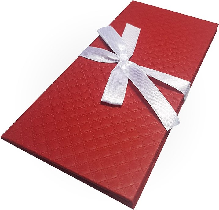 Конверт для денег, Белый бант, Красный, 17*8 см, 1 шт. 