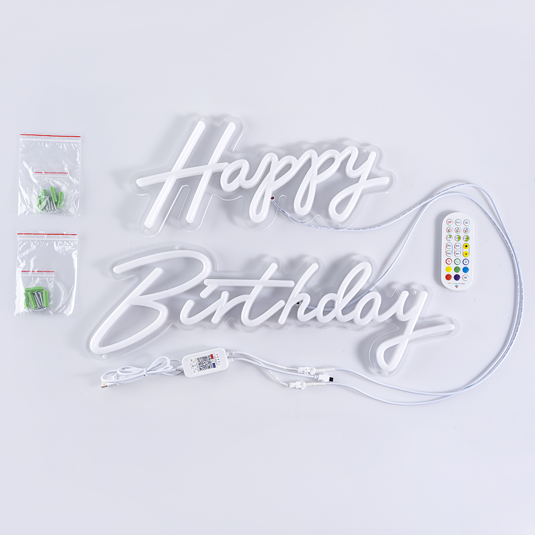 Световая надпись на подложке Happy Birthday, 23*42, 21*59 см. Разноцветный, 1 шт.