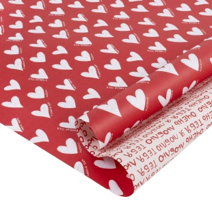 Упаковочная бумага 80гр (0,7*1 м) Влюбленные сердца, Красный, 2 ст, 10 шт.