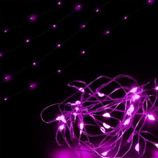 Светодиодная гирлянда, Роса 50 Led, IP14, 5 м. Розовый, 1 шт.