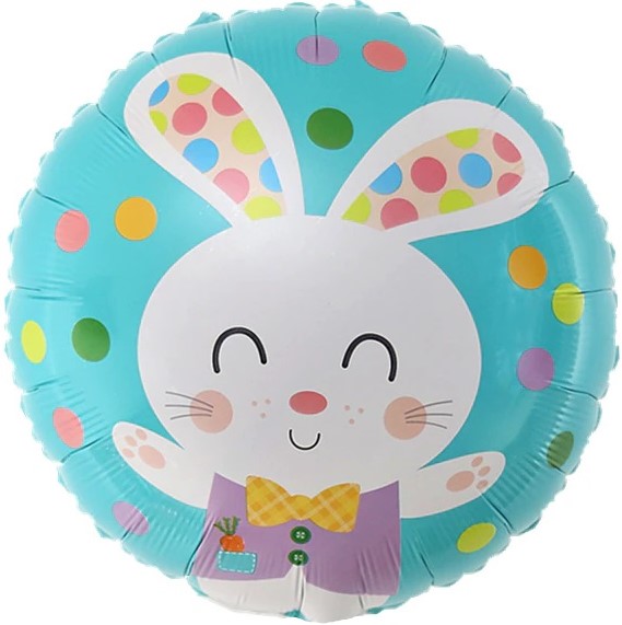 Шар (18''/46 см) Круг, Счастливый зайка, 1 шт.