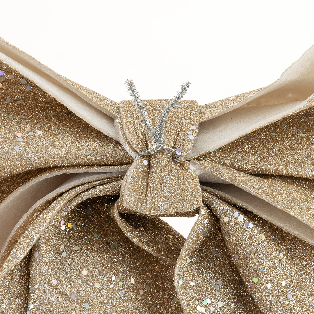 Декоративный бант Праздничный, Шампань, с блестками, 35*40 см, 1 шт. в упак. 