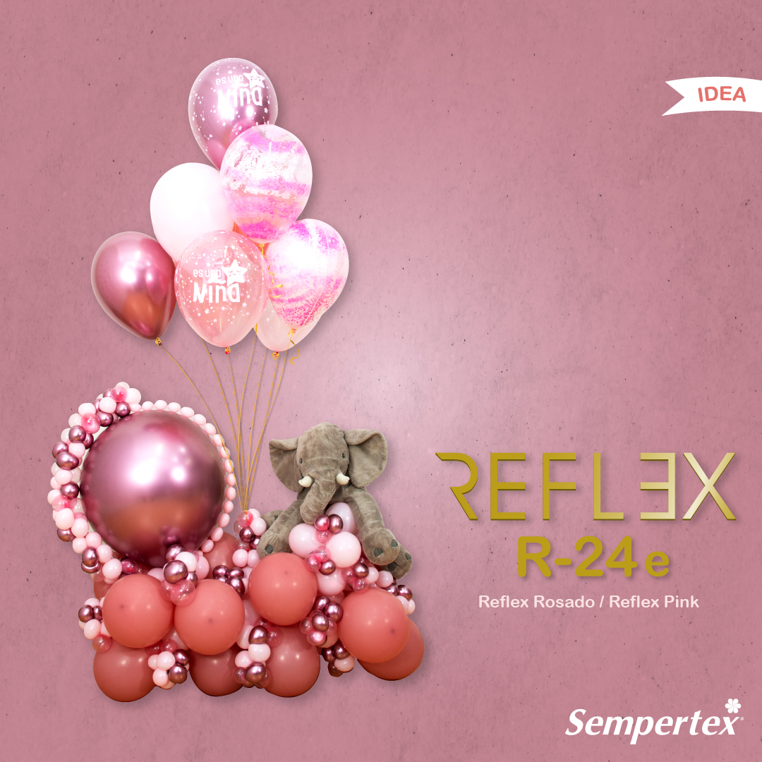 Шар (24''/61 см) Reflex, Зеркальный блеск, Розовый (909), хром, 3 шт.