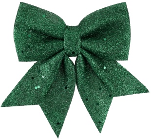 Декоративный бант Праздничный, Изумрудный, с блестками, 15*20 см, 1 шт. в упак. 