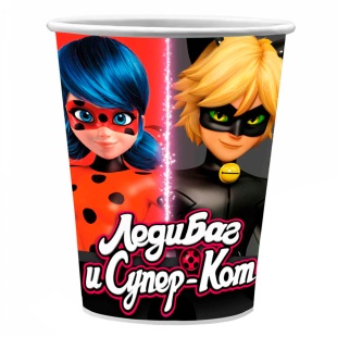 Стаканы (250 мл) Леди Баг и Супер-кот, 6 шт.