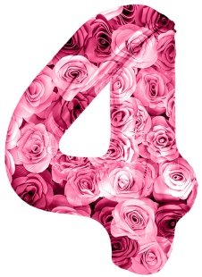 Шар (34''/86 см) Цифра, 4 Симфония роз, Фуше, 1 шт. в уп.