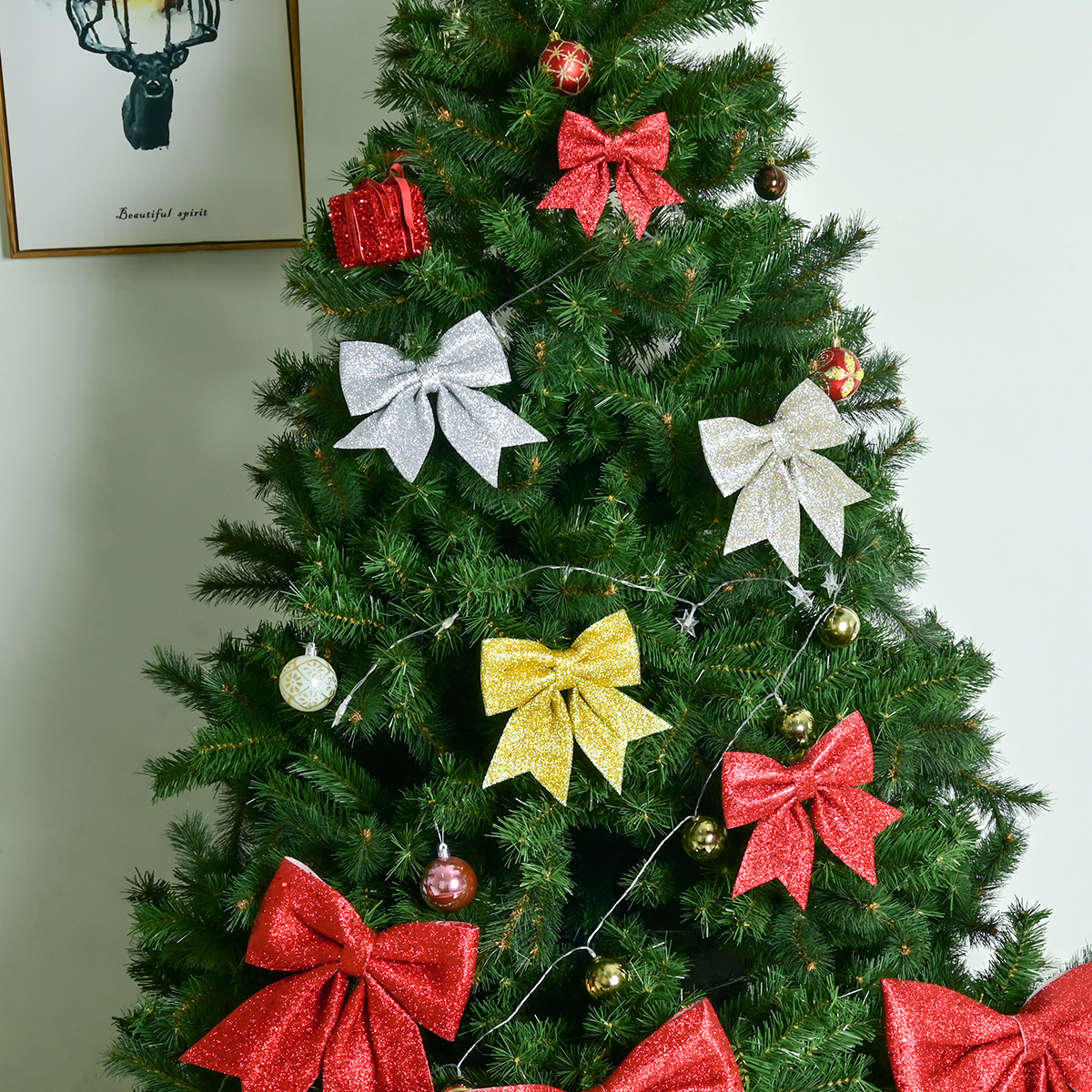 Декоративный бант Праздничный, Золото, с блестками, 15*20 см, 1 шт. в упак. 