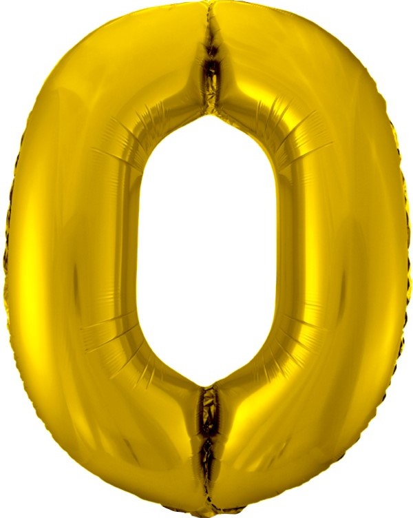 Шар (34''/86 см) Цифра, 0, Золото, 1 шт. в уп.