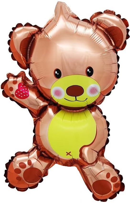 Шар с клапаном (14''/36 см) Мини-фигура, Плюшевый мишка, Бежевый, 5 шт. в уп.