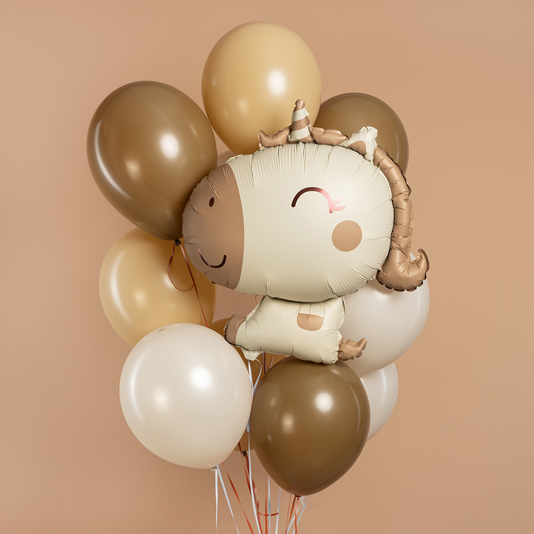 Шар (31''/79 см) Фигура, Милый единорог, Бежевый, Сатин, 1 шт.