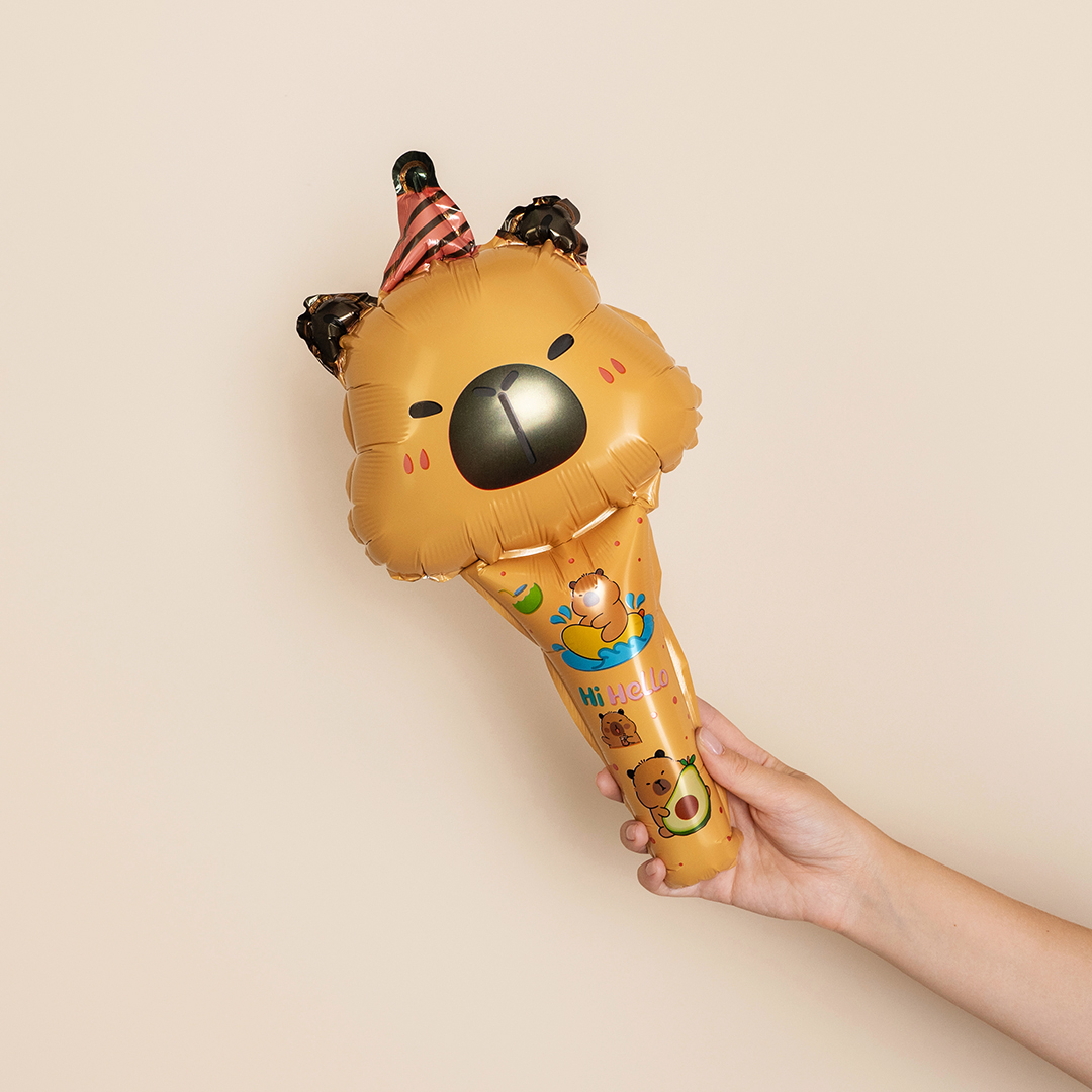 Шар ручной, с клапаном (20''/51 см) Фигура, Капибара в колпачке, 1 шт.