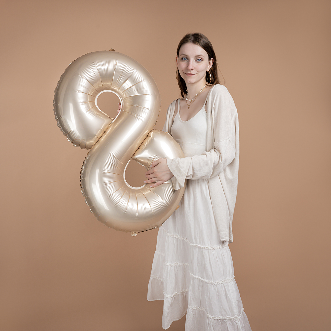 Шар (40''/102 см) Цифра, 8 Slim, Звездное Золото, Матовый, 1 шт.