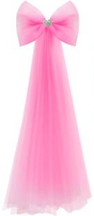 Фата с бантом, Розовый, 55 см, 1 шт. 